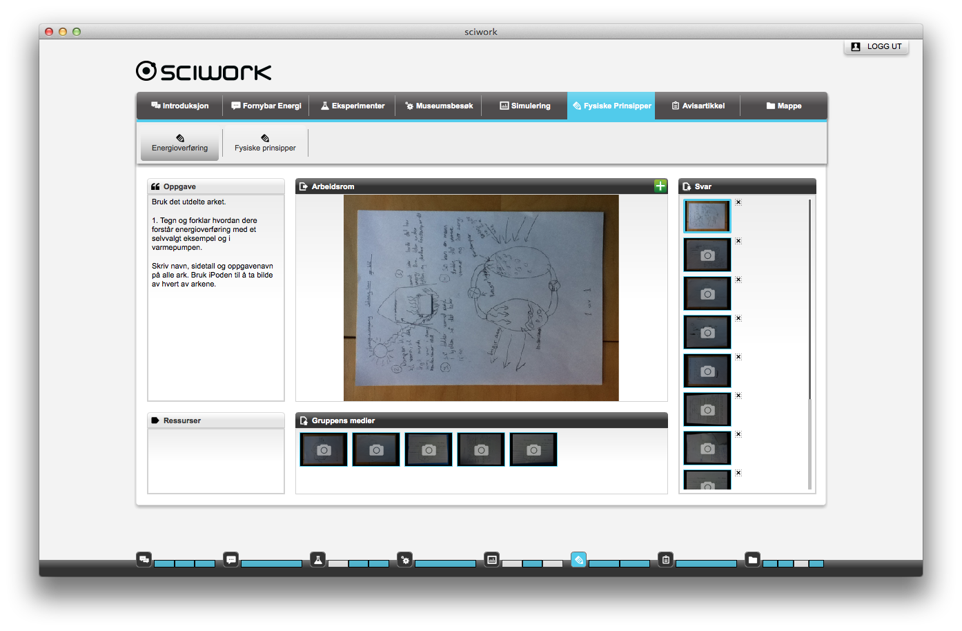 Figure 1. Student interface in SciWork.